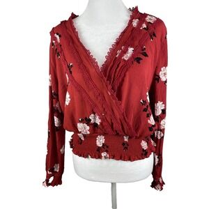 American Rag Woman's Blouse Size M Red Boho Bohemian Cottagecore Y2K Romantic‎
